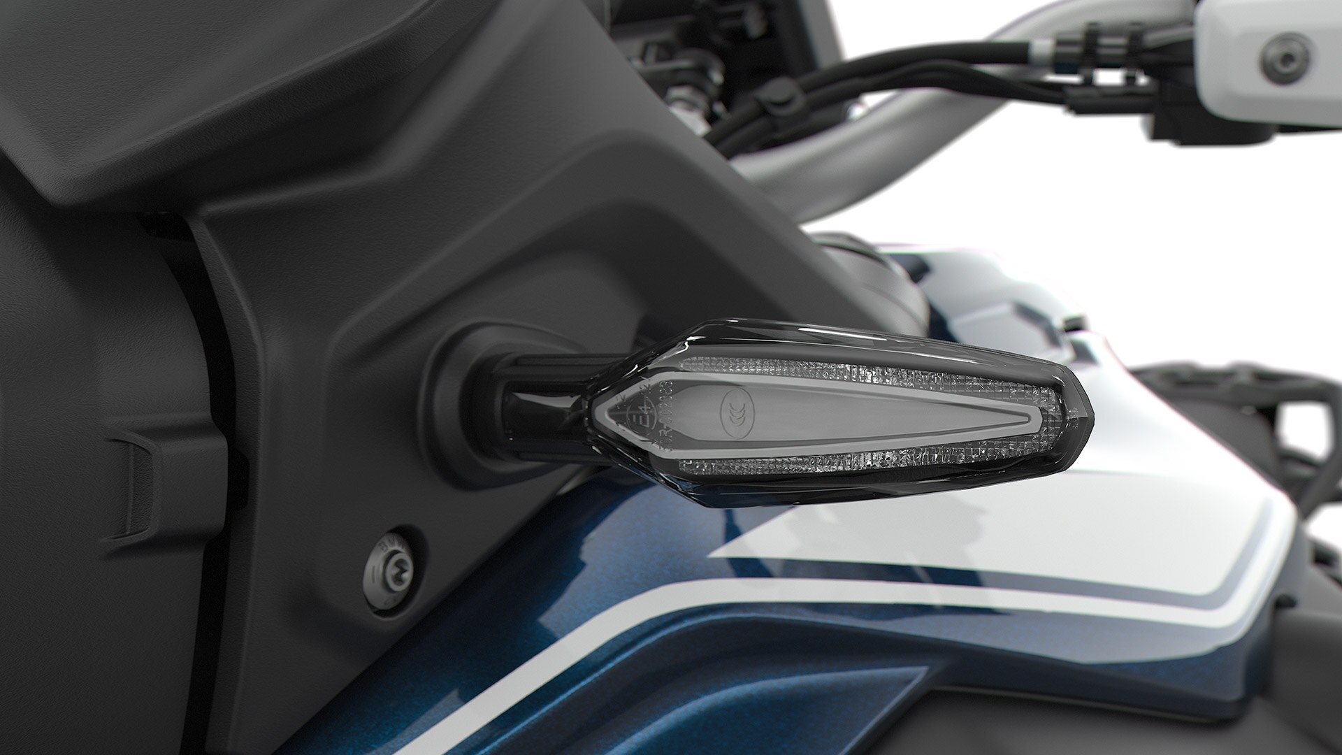 Vi ser LED bilnkers detaljbild på F 850 GS.