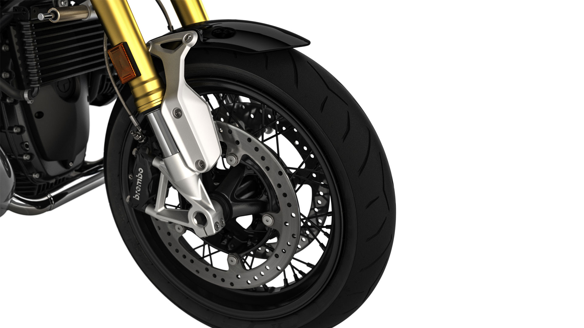 We see the LED headlights of the R nineT.